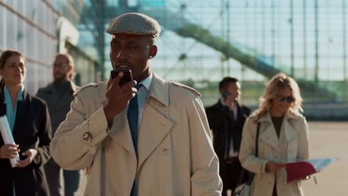 A Business Meeting Taking Place at an Airport Involving Professional Attendees and Experts