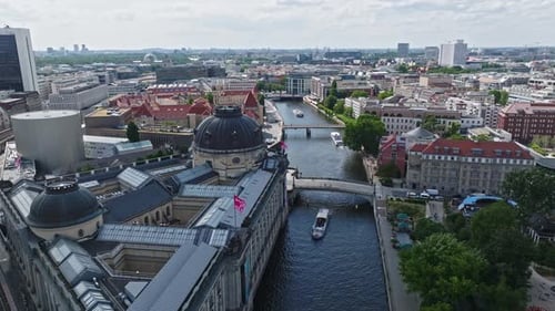 Aerial view of Spree river in berlin , Germany