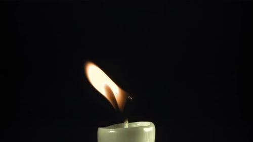 Close Up of Candle Flame Burning Brightly