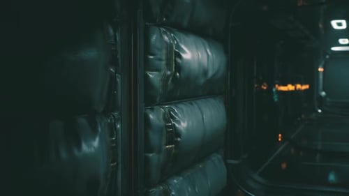 Vue détaillée des conteneurs de stockage de laboratoire dans un cadre futuriste