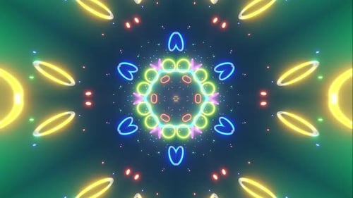 Abstract Neon Kaleidoscope Pattern Background Loop