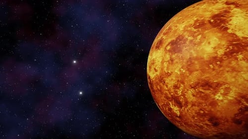 Ansicht des Planeten Venus aus dem Weltraum und funkelnde Sterne in der Milchstraße, 3D-Rendering. Solarenergie