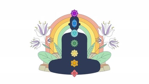 Chakras energy balance and spiritual alignment 2D animation