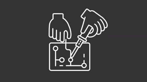 Hands Soldering Circuit Board Line Art Animation
