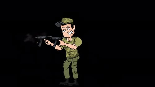 A Soldier Fires A Gun In A Disturbed Area On Alpha Channel 4K