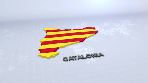Animated 3D Map of Catalonia with Flag and Text Title