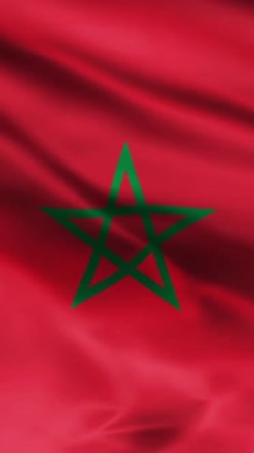 Realistic Waving Flag of Morocco Vertical Animation