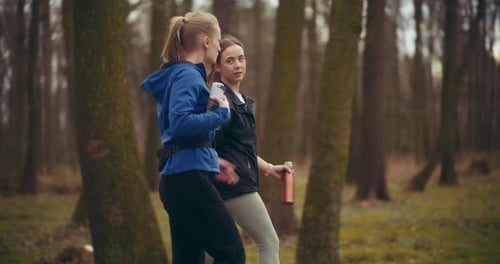 Two Woman Workout Exercising In Park Jogging Fitness