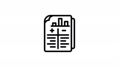 Business Document with Chart Data Minimalist Line Icon Animation