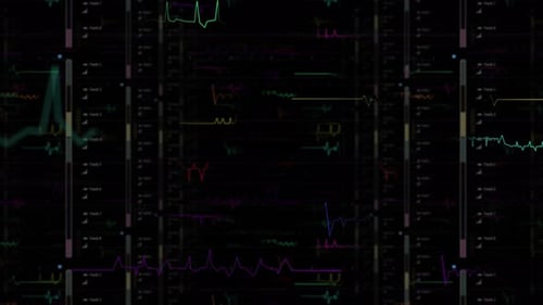 CGI of Medical and Cardiac Waveforms Moving on 3D Black Background