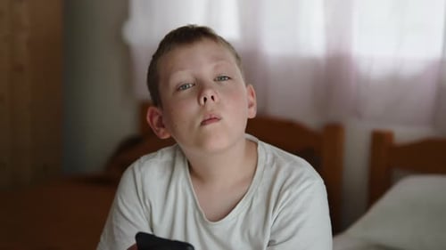 Portrait of Child Experiencing Discomfort From Swollen Eye Due to Allergies