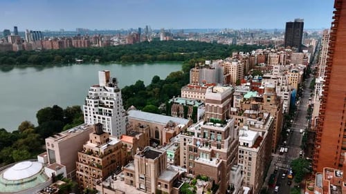 Densely built architecture around Central park of New York. Amazing cityscape of metropolis