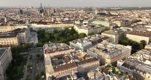 Vienna Austria Aerial Shot From a Drone Helicopter Flight Over Vienna City Center Top Down Aerial