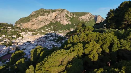 Breathtaking Views Over Lush Greenery and Picturesque Capri Town Under the Golden Glow of Sunset