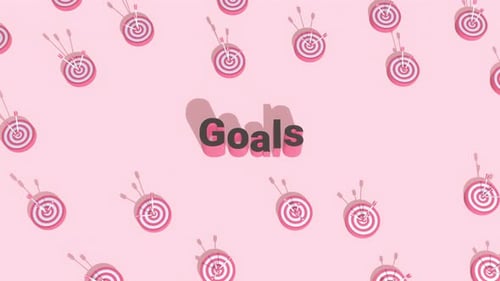 Palabra animada de goles con dardos y flechas. Conceptos de orientación y enfoque empresarial.