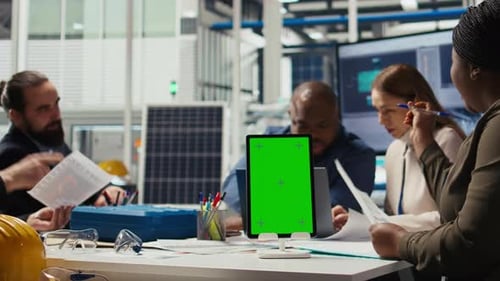 Des spécialistes des centrales photovoltaïques conçoivent des prototypes de cellules solaires sur un dispositif maquette