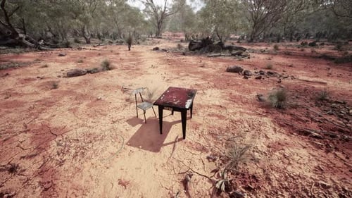 Old Ruster Metal Table in Desert