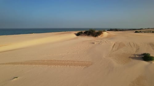 Aerial drone view of sand dunes