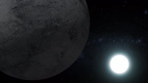 Rotating Planet and Bright Star in Deep Space