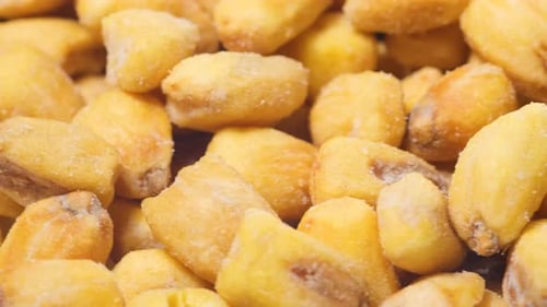 Macro Video Dried Corn Spinning in a Circle Corn Background