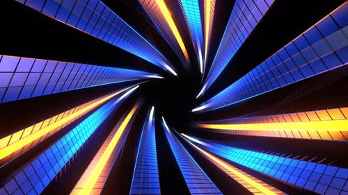 Orange And White And Blue Neon Cyberpunk Spiral Tunnel Background Vj Loop In 4K