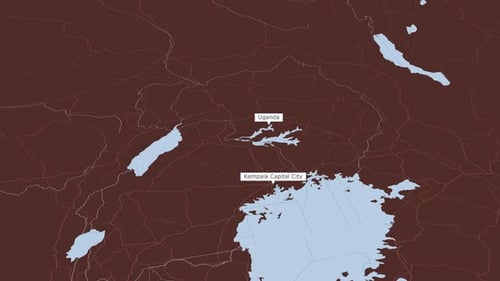 Rotating Map Of Uganda And Kampala