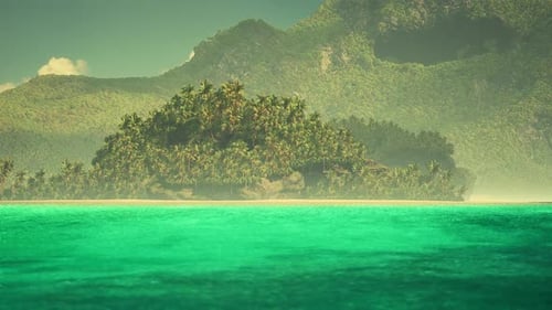 A Serene Maldives Island with Lush Palms Under a Clear Sky