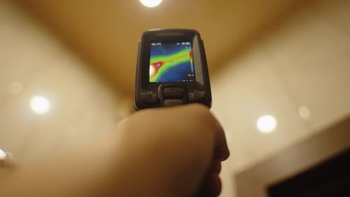 Thermal Camera Displaying Heat Mapping in Interior Space