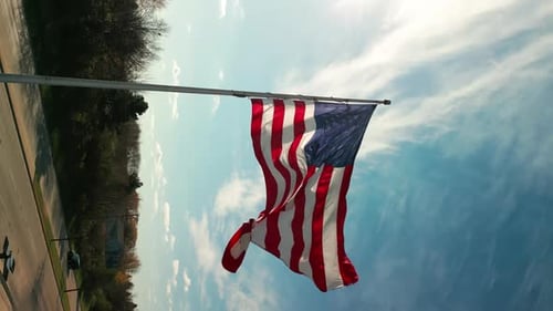American Flag Waving on a Sunny Day