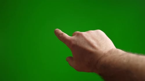 37a. Fingers rotate the image on a green background. Using the touch screen.