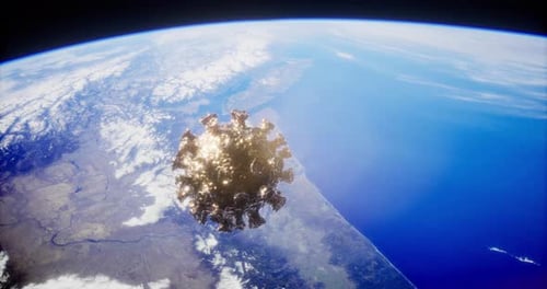 Visual Representation of a Virus Looming Over Earth From Space