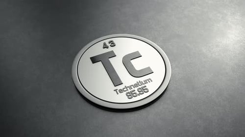 Rotating 3D Metallic Technetium Element Icon