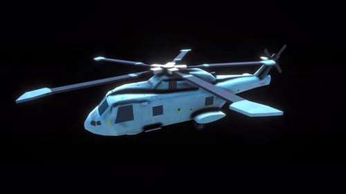 3D Flying Helicopter Looped Video