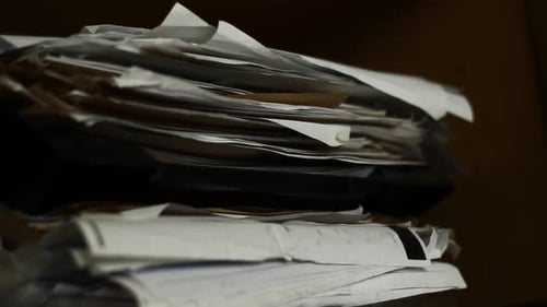 Papers and Old Documents in a Drawer