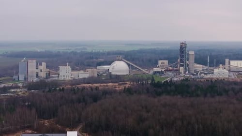 Industrial Factory in Rural Area - Aerial of Processing Plant, 4K Landscape