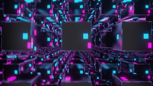 Cyan And Pink Cubic Dimension Background Vj Loop In HD