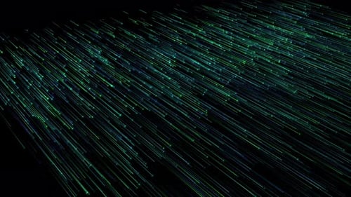 Green Small Lines Moving Abstract Technology Background On Black