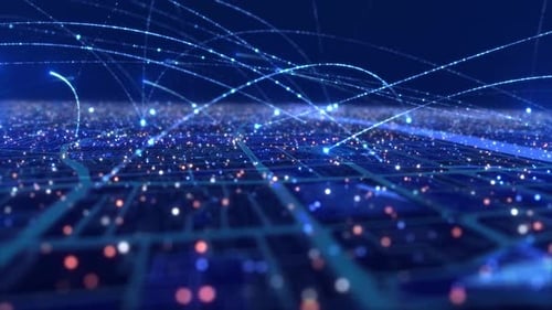 Futuristic Digital Network Grid Connection Animation