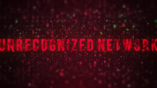 Glitch Text Reveal on Digital Data Network Background