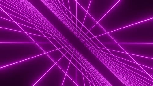 Abstract Neon Purple Grid Tunnel Loop Background