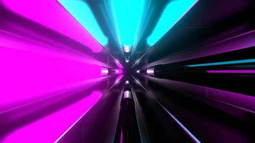 Cyan And Pink Big Strobe Lamp Tunnel Background Vj Loop In HD