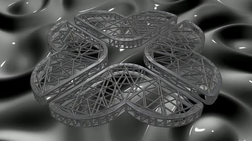 Looping 3D Geometric Abstract Metallic Structure