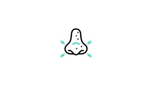 Animated Minimalist Nose Icon with Smell Waves