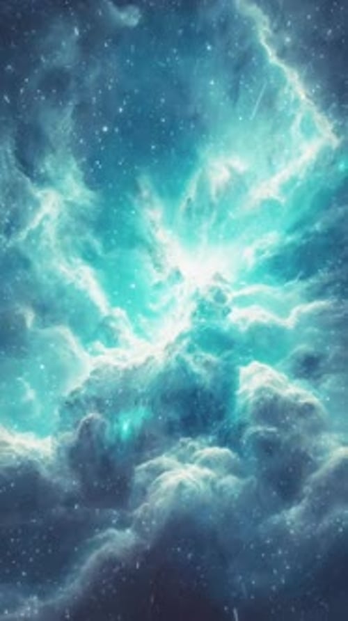 De majestueux nuages cosmiques brillent dans un ciel bleu profond la nuit
