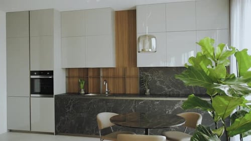 Modern Kitchen Interior Design with Marble Countertops