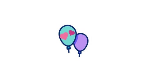 Animated Balloons with Hearts Icon for Celebrations