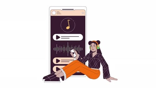 Flat Design Animated Music Equalizer on Smartphone Screen