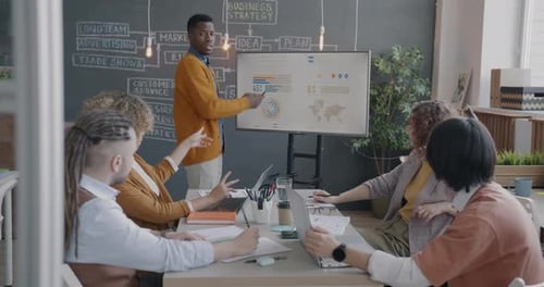 Business Presentation in a Bright Modern Office