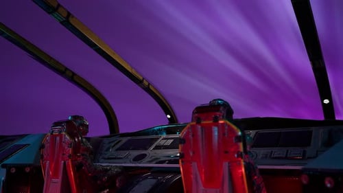 Vue du poste de pilotage d'un vaisseau spatial voyageant à une vitesse incroyable et s'approchant d'une planète 3