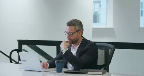 Office Worker Comes Home From Work Businessman Going to Work in Office Business Man Work with Laptop